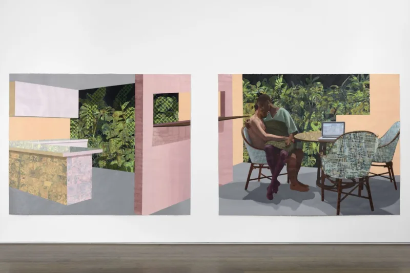 Njideka Akunyili Crosby, Garden Thriving, 2016. Ausstellungsansicht Innenleben (2020), Haus der Kunst, Conolly Weber Photography