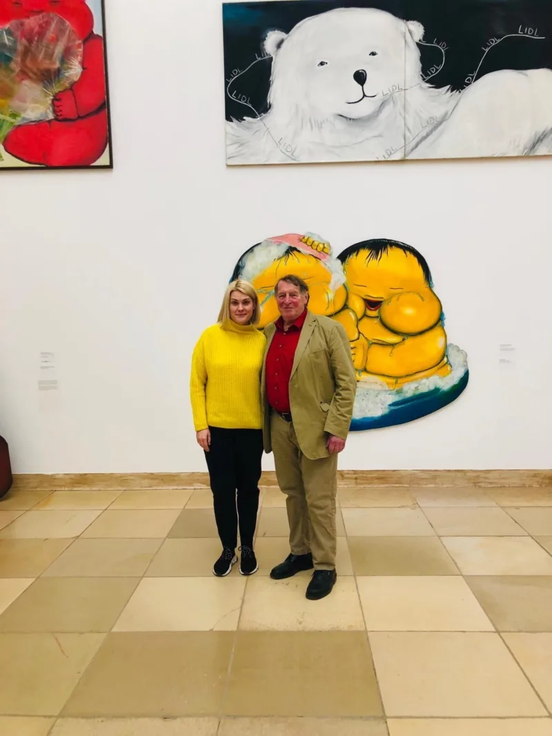 Franz Erhard Walther und Jana Baumann in the exhibition "Jörg Immendorff", 2018, Haus der Kunst