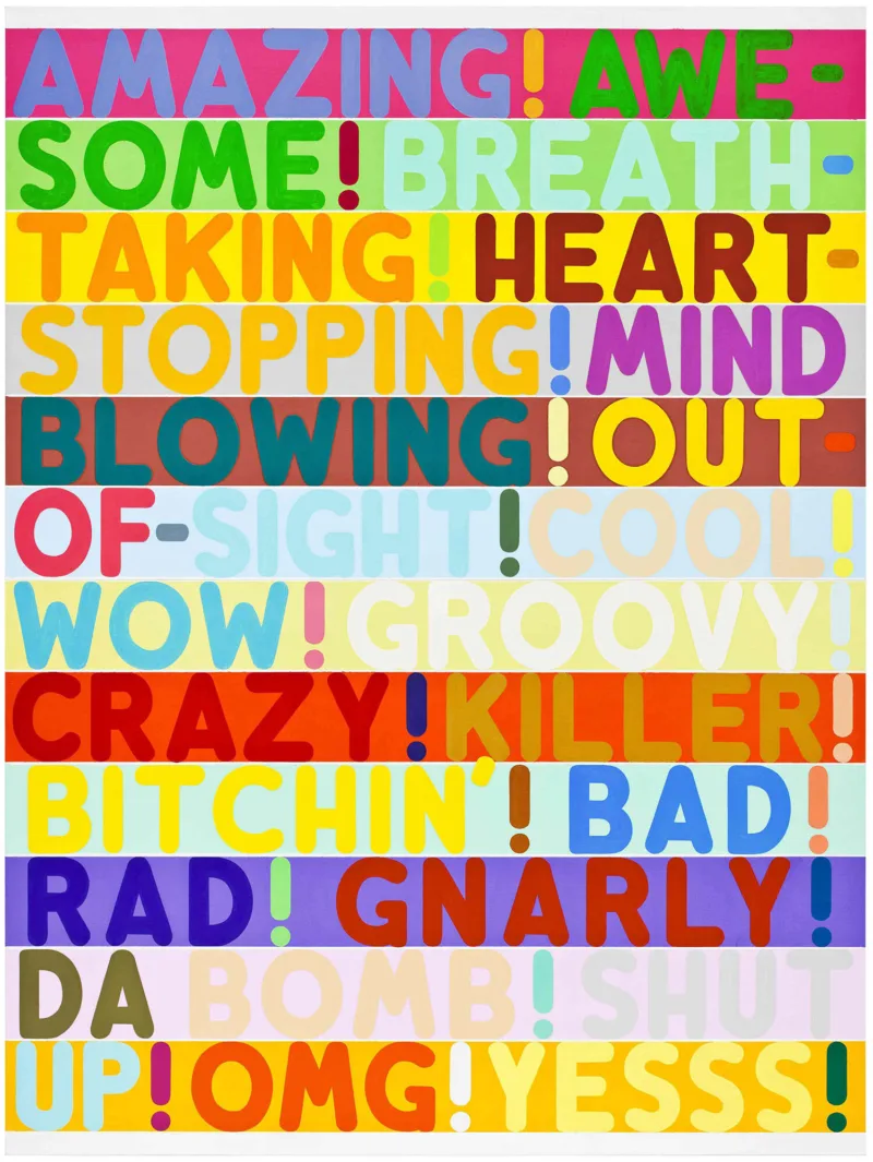 Mel Bochner: Amazing!, 2011 Öl und Acryl auf Leinwand (2 Tafeln) gesamt: 254 x 190.5 cm Midwest Private Collection © Mel Bochner