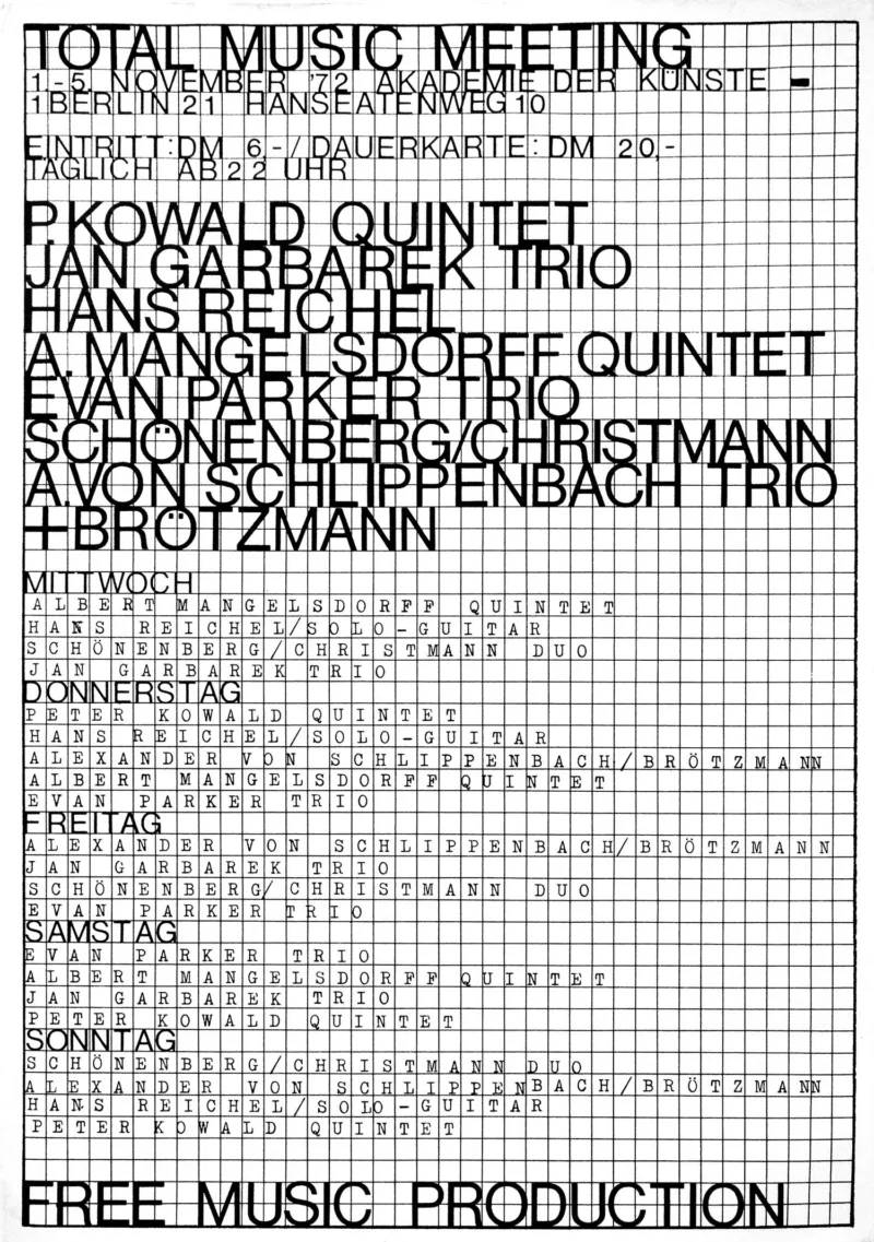 Poster: Total Music Meeting 1972. Design: Peter Brötzmann